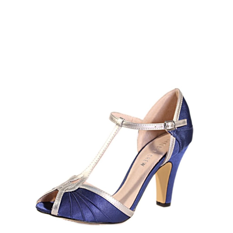 Women Chelsea Crew Open Toe Heels | Lavana Blue