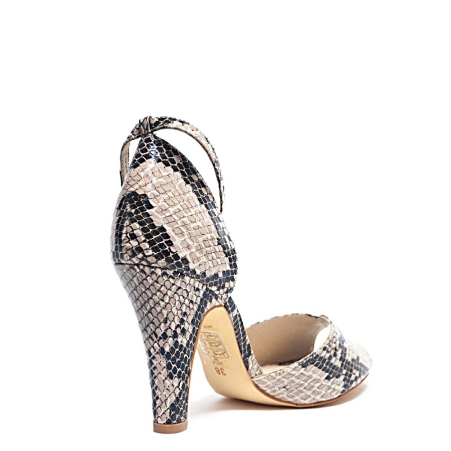 Women Chelsea Crew Heeled Sandals | Lola Snake Beige Snake