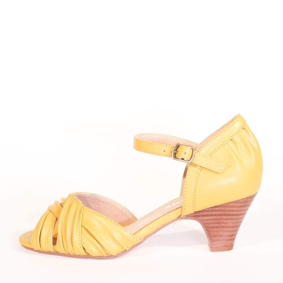 Women Chelsea Crew Open Toe Heels | Nadia Ii Mustard