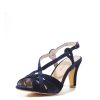 Women Chelsea Crew Open Toe Heels | Divine Navy