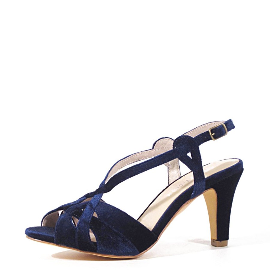 Women Chelsea Crew Open Toe Heels | Divine Navy