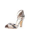 Women Chelsea Crew Open Toe Heels | Lola Snake Beige Snake