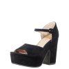 Women Chelsea Crew Open Toe Heels | Quill Black Micro