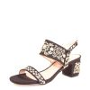 Women Chelsea Crew Heeled Sandals | Fantasy Black And White