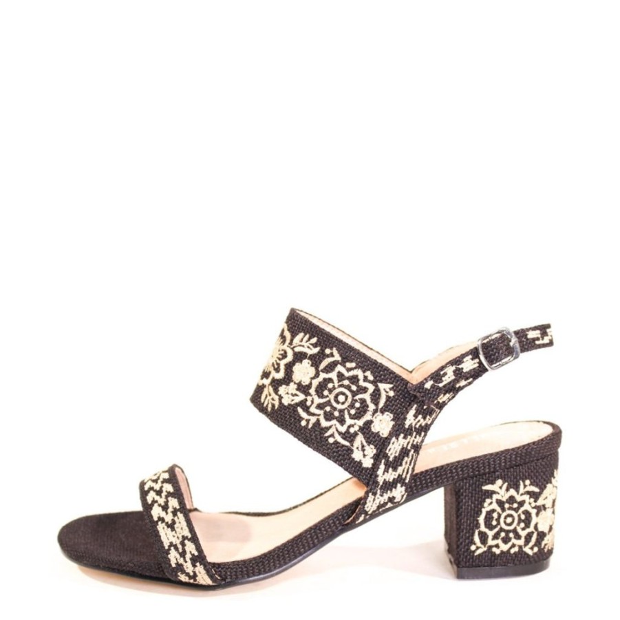 Women Chelsea Crew Heeled Sandals | Fantasy Black And White