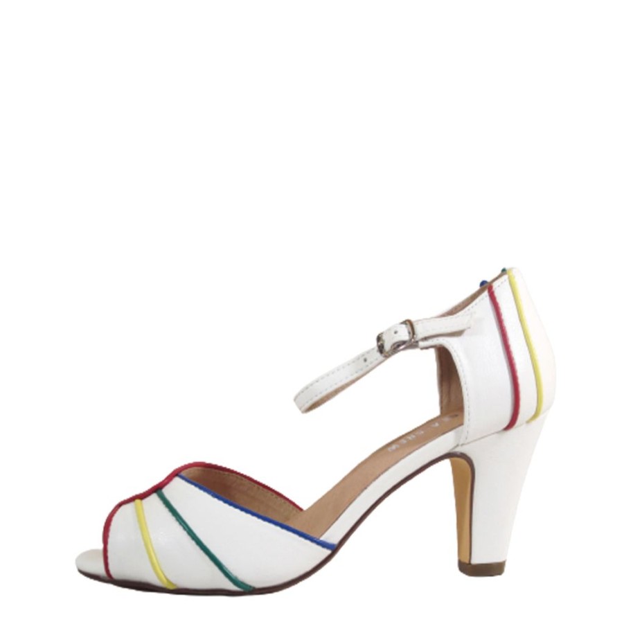 Women Chelsea Crew Open Toe Heels | Larisa White Multi