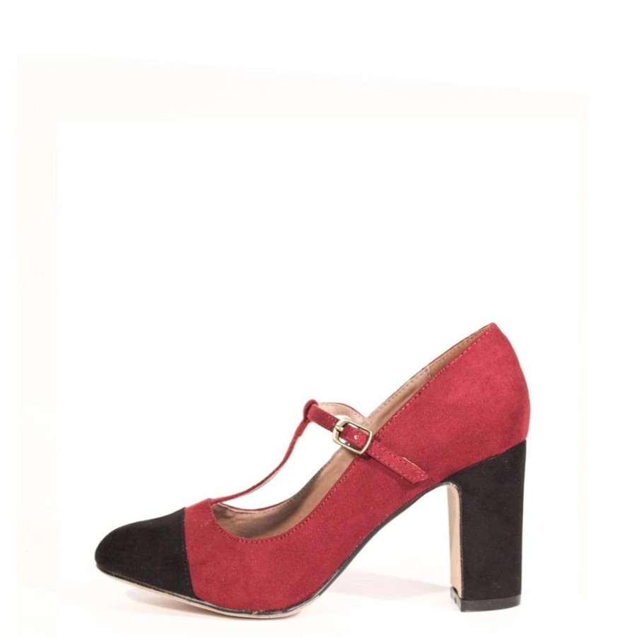 Women Chelsea Crew Close Toe Heels | Oasis Burgundy And Black