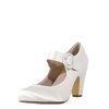 Women Chelsea Crew Close Toe Heels | Madeline Satin Ivory